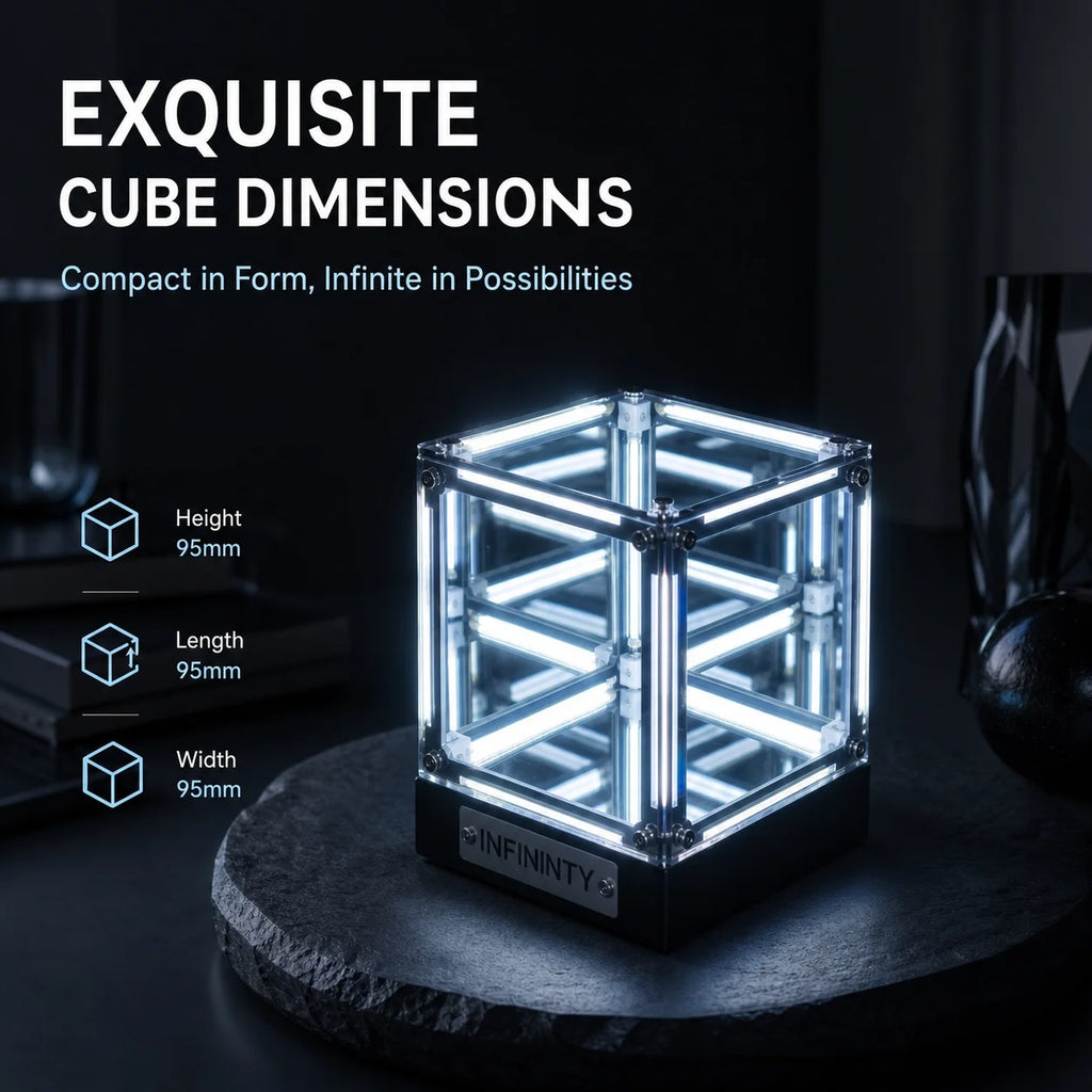 WWPPU Hypercube LED Table Lamp Multi-layer Mirror Infinity Projection Abyss Box Premium Acrylic Geek Room Decor Items