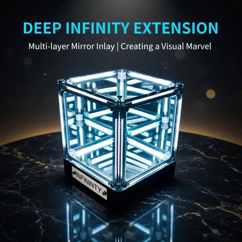 WWPPU Hypercube LED Table Lamp Multi-layer Mirror Infinity Projection Abyss Box Premium Acrylic Geek Room Decor Items